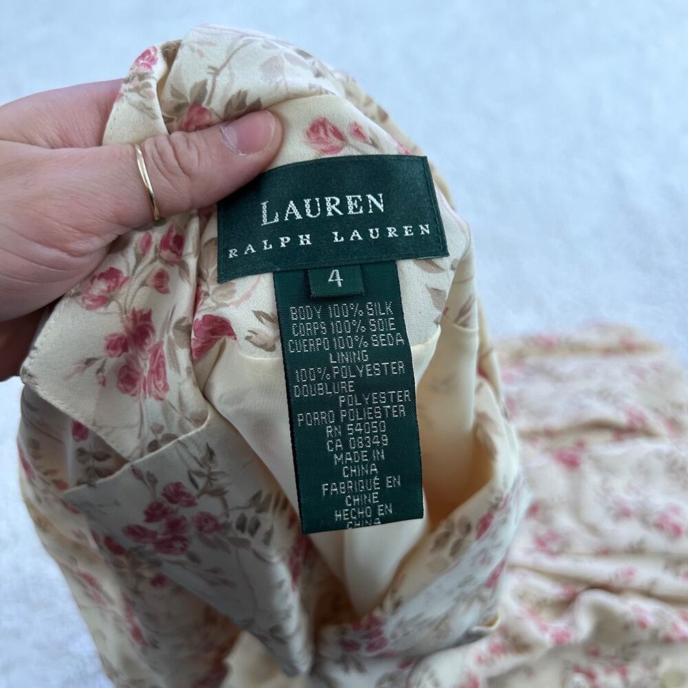 LRL VTG Womens Silk Sz 6 Timeless Floral Elegant Dress Cottage Core Peasant Soft - Picture 6 of 6